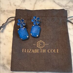 ELIZABETH COLE Blue & Gold Floral Drop Earrings